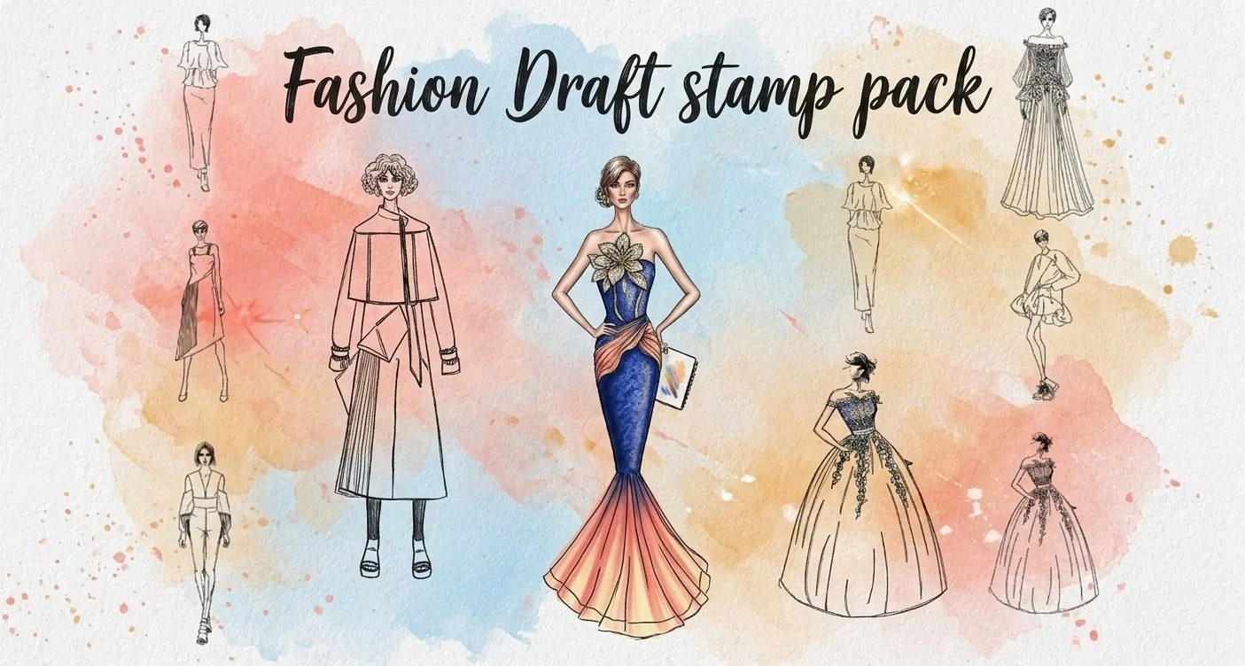 Fashion Draft Procreate brush set — 45 brushes, fashion & sketching