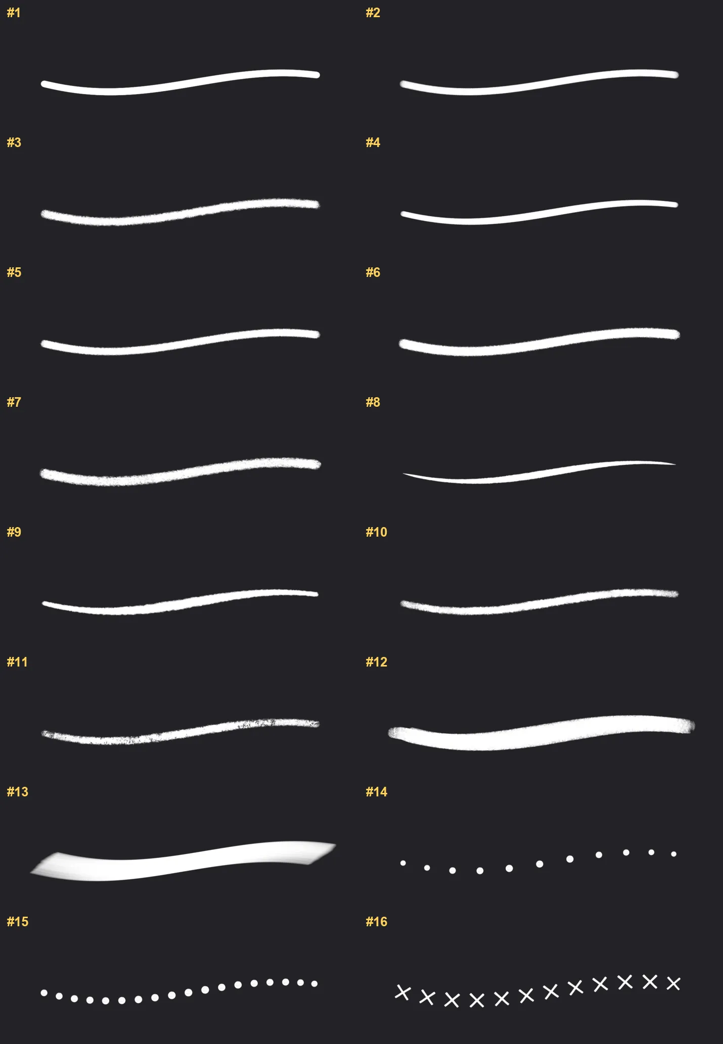 Fine Liner Procreate brushes overview sheet 1