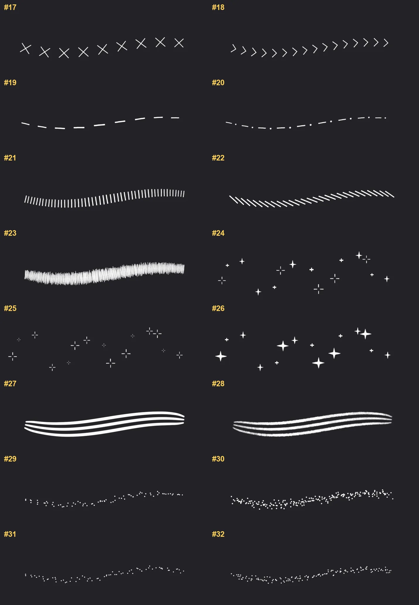 Fine Liner Procreate brushes overview sheet 2