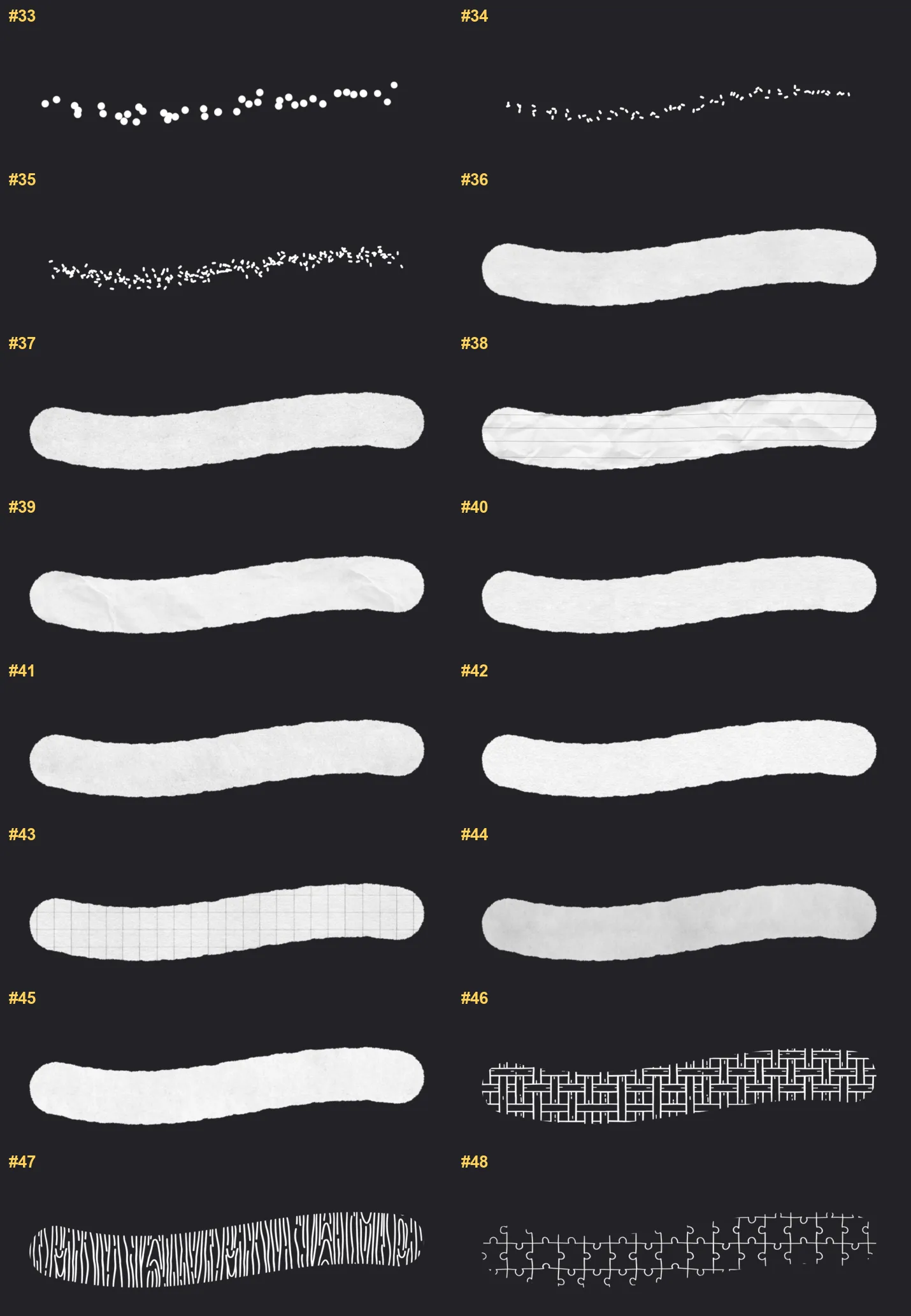 Fine Liner Procreate brushes overview sheet 3