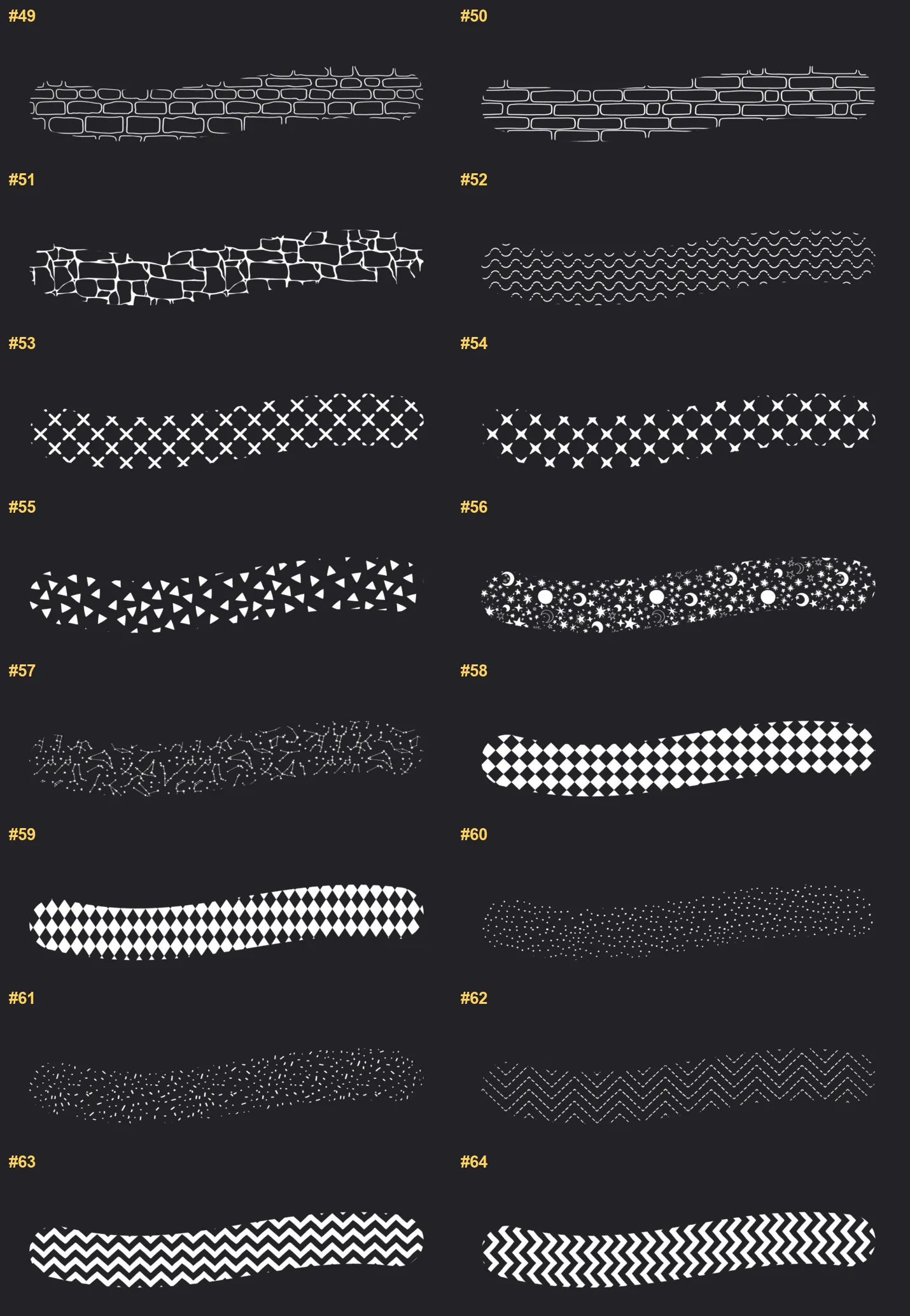 Fine Liner Procreate brushes overview sheet 4
