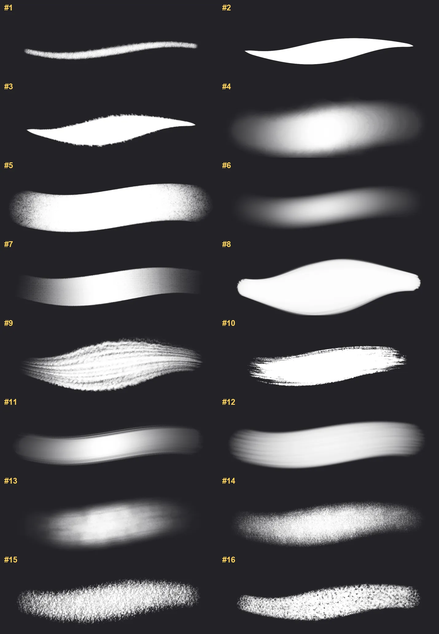 FineArt Procreate brushes overview sheet 1
