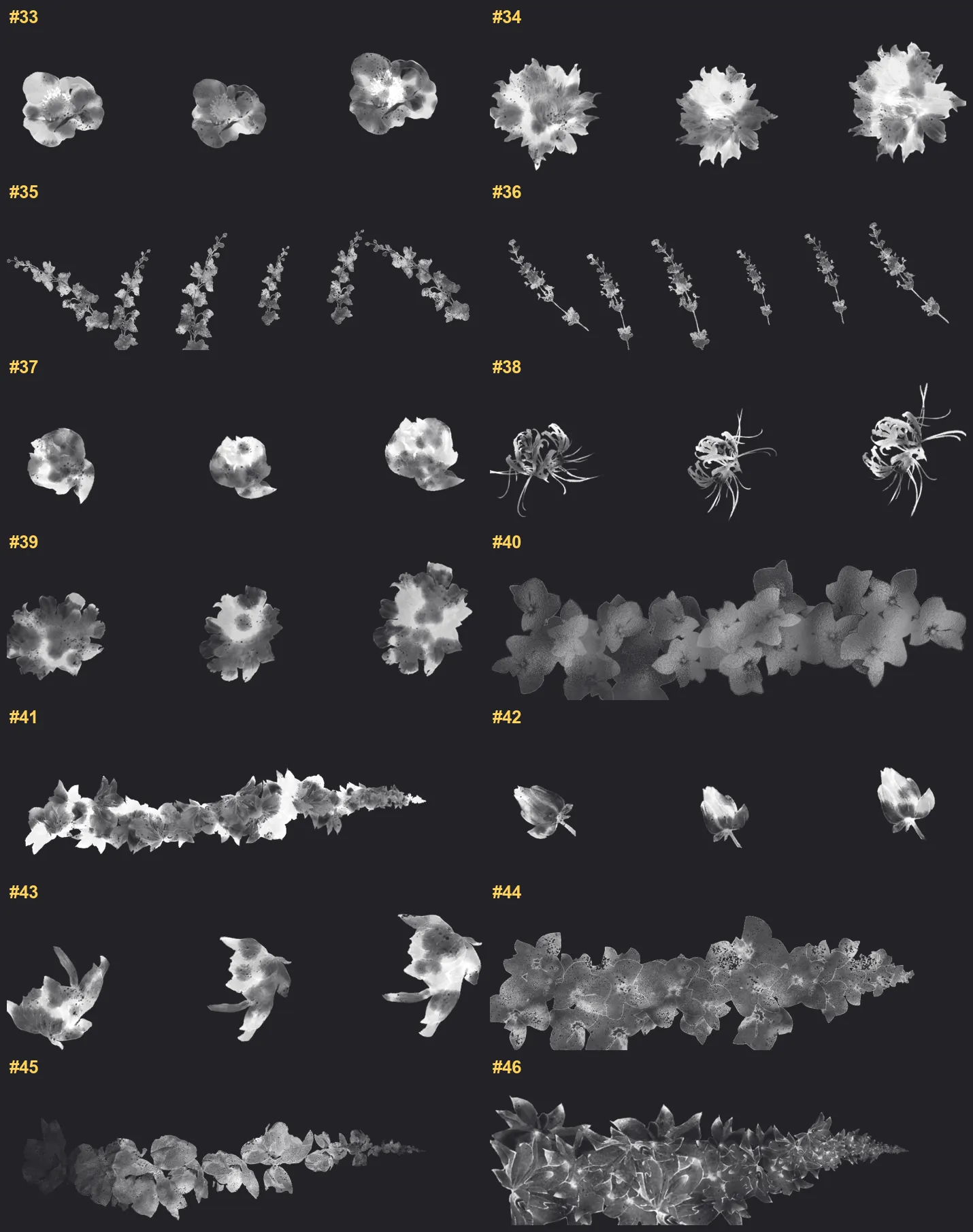 Flower Border Procreate brushes overview sheet 3