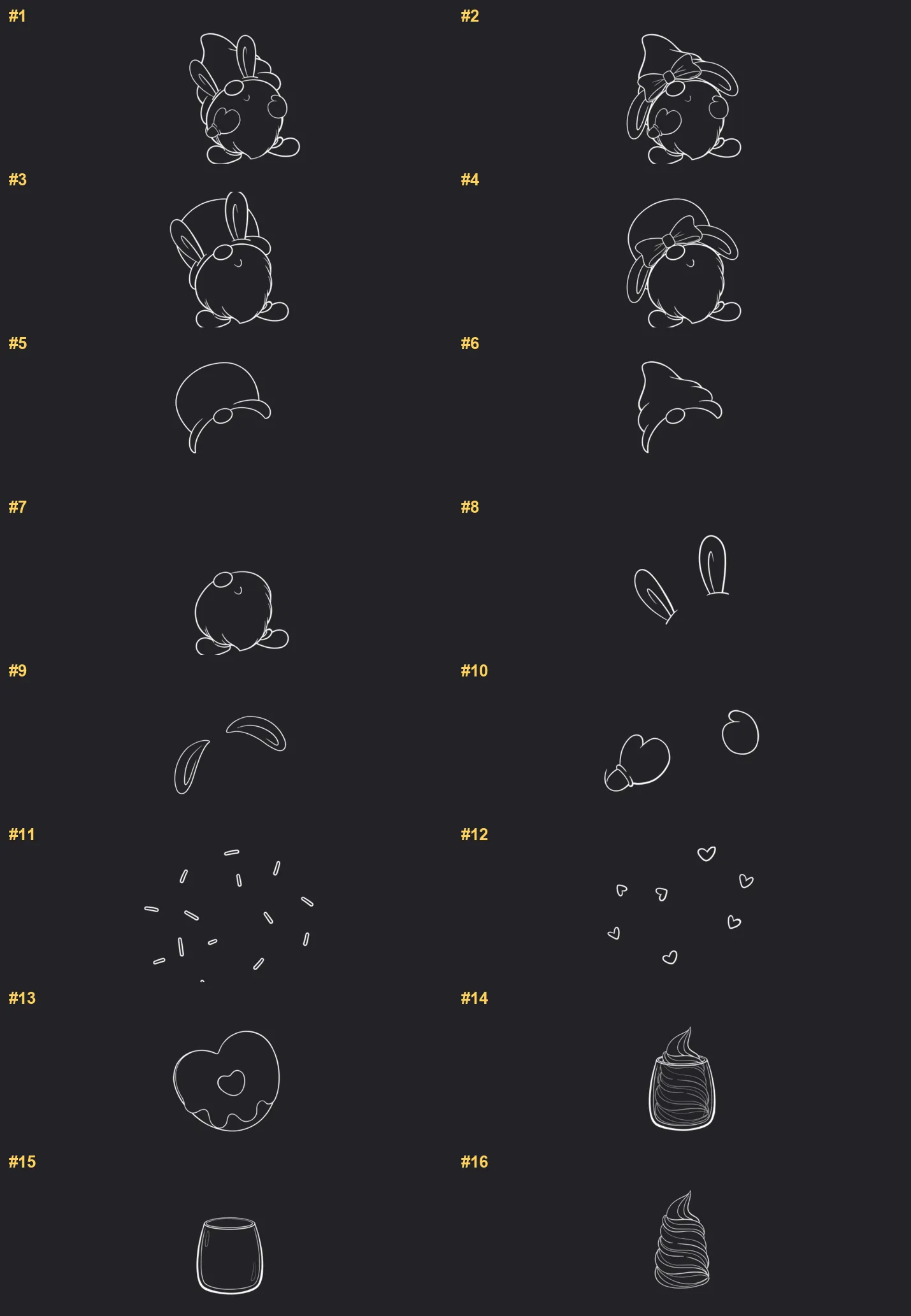Food Procreate brushes overview sheet 1