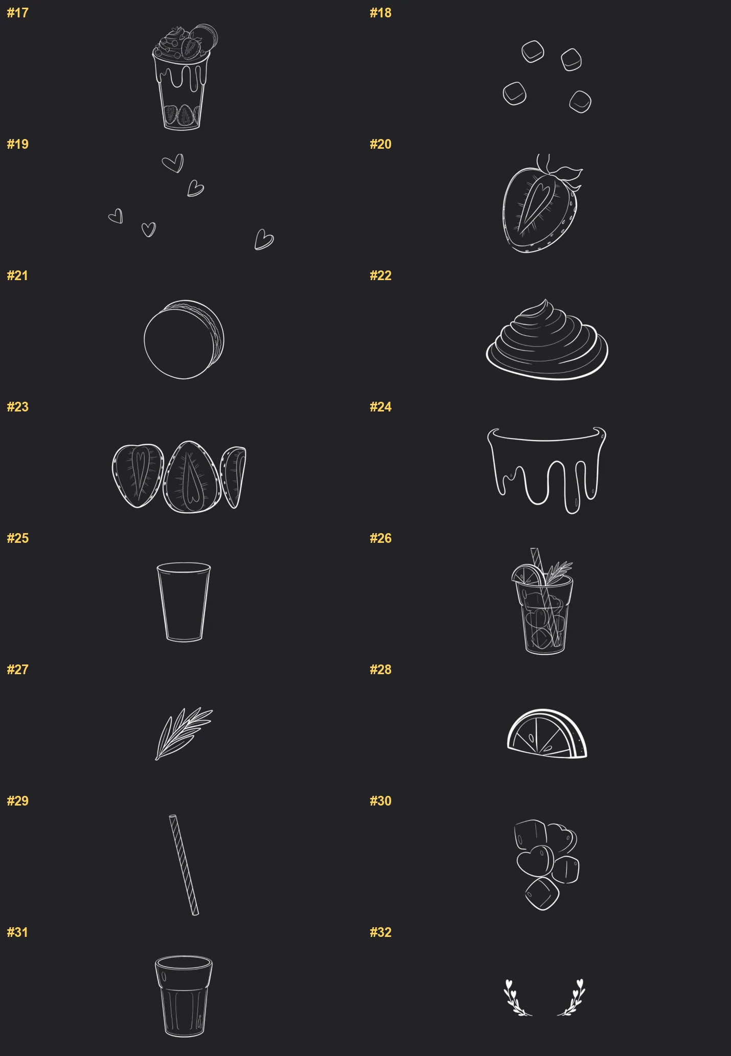 Food Procreate brushes overview sheet 2