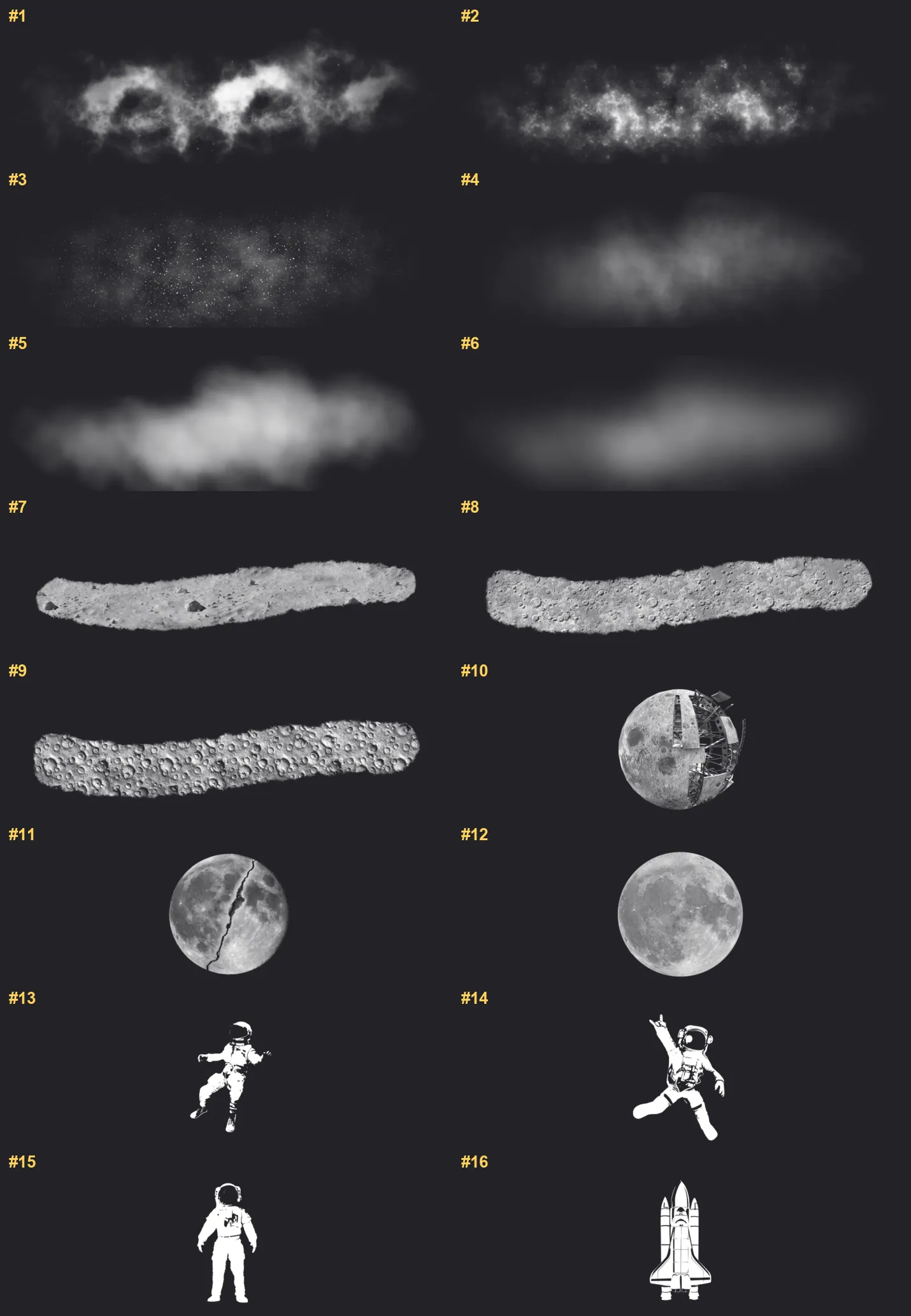Galactic Procreate brushes overview sheet 1