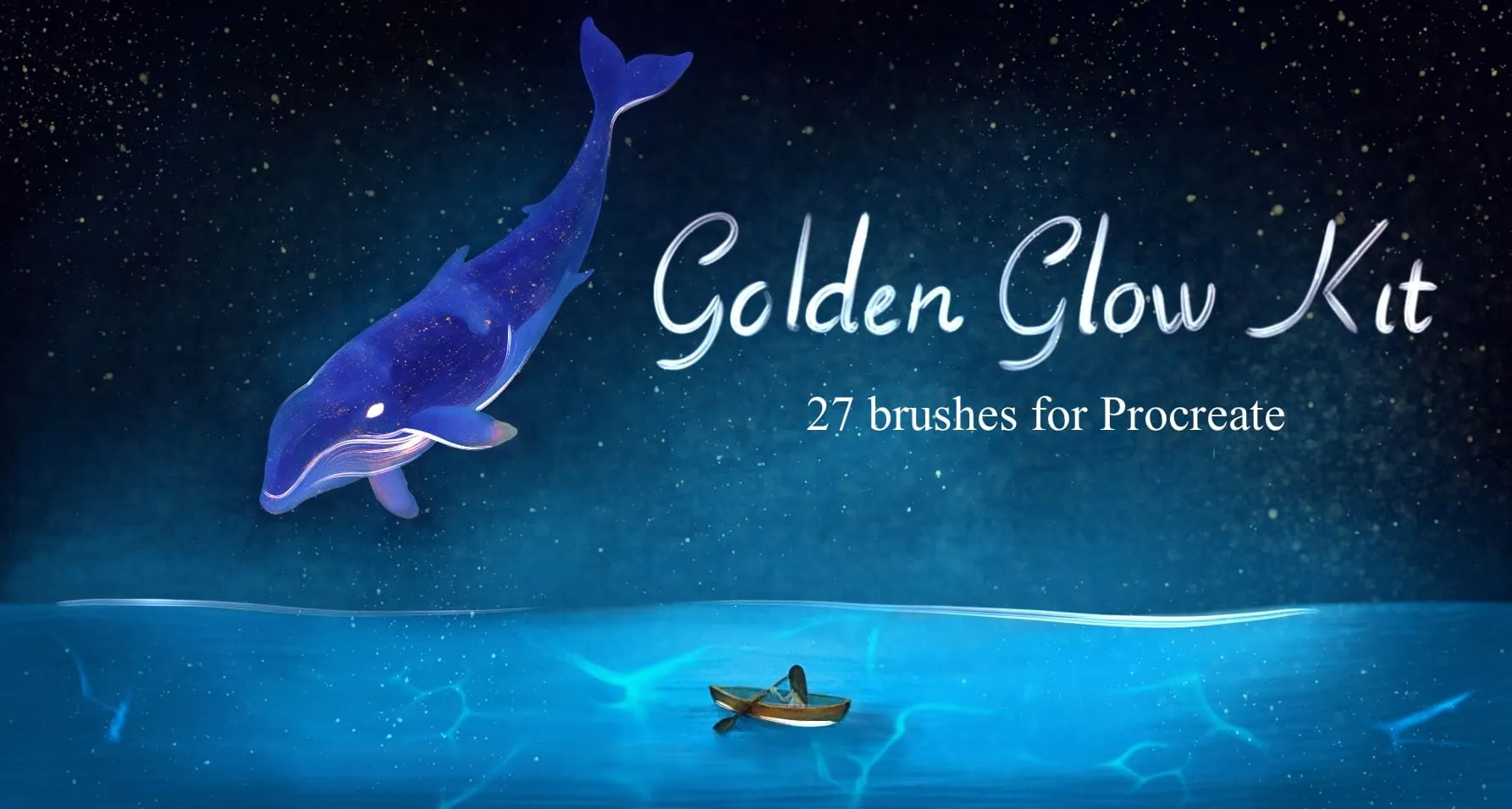 Golden Glow Kit Procreate brush set — 27 brushes, effects & decoration