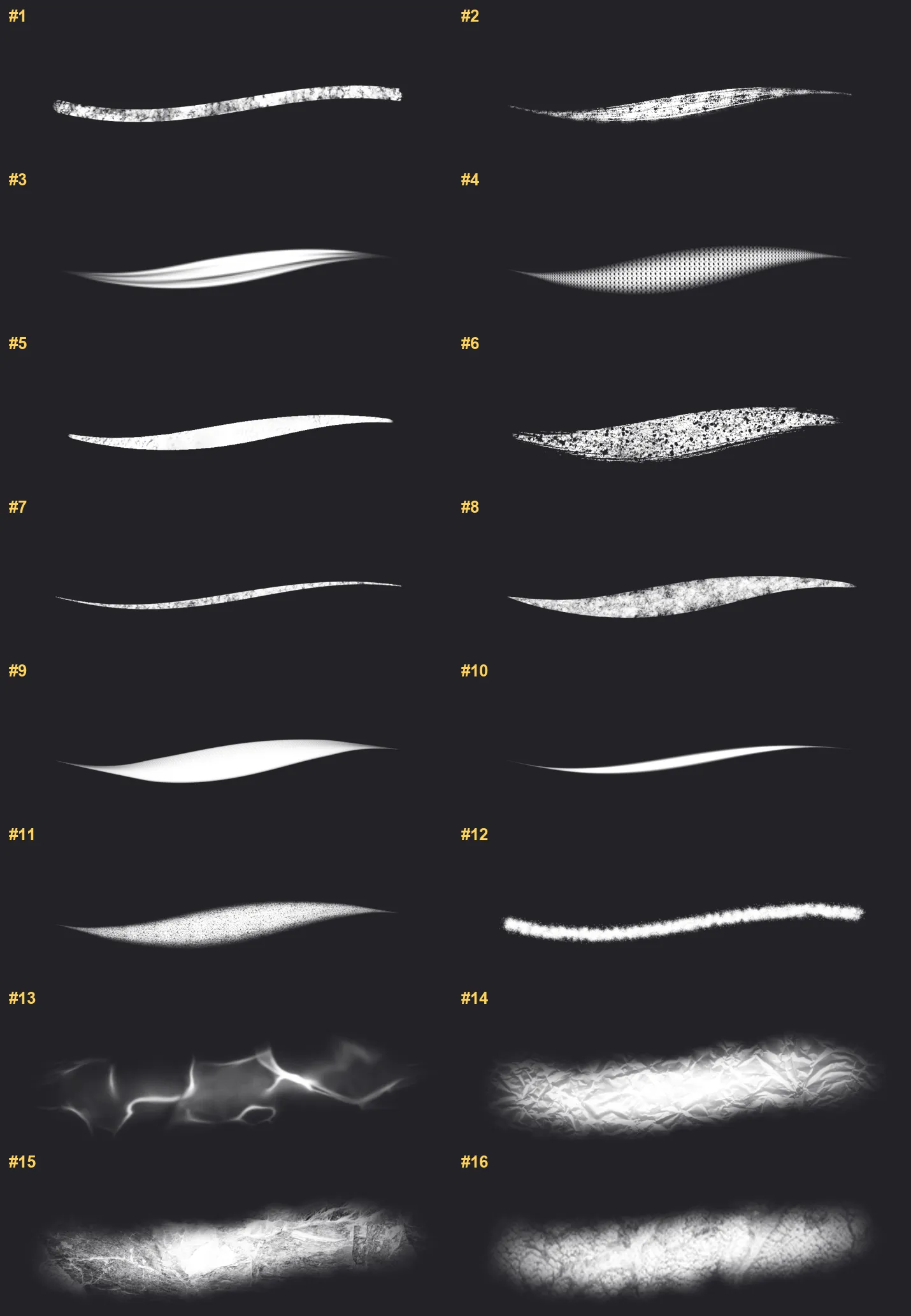 Golden Glow Kit Procreate brushes overview sheet 1