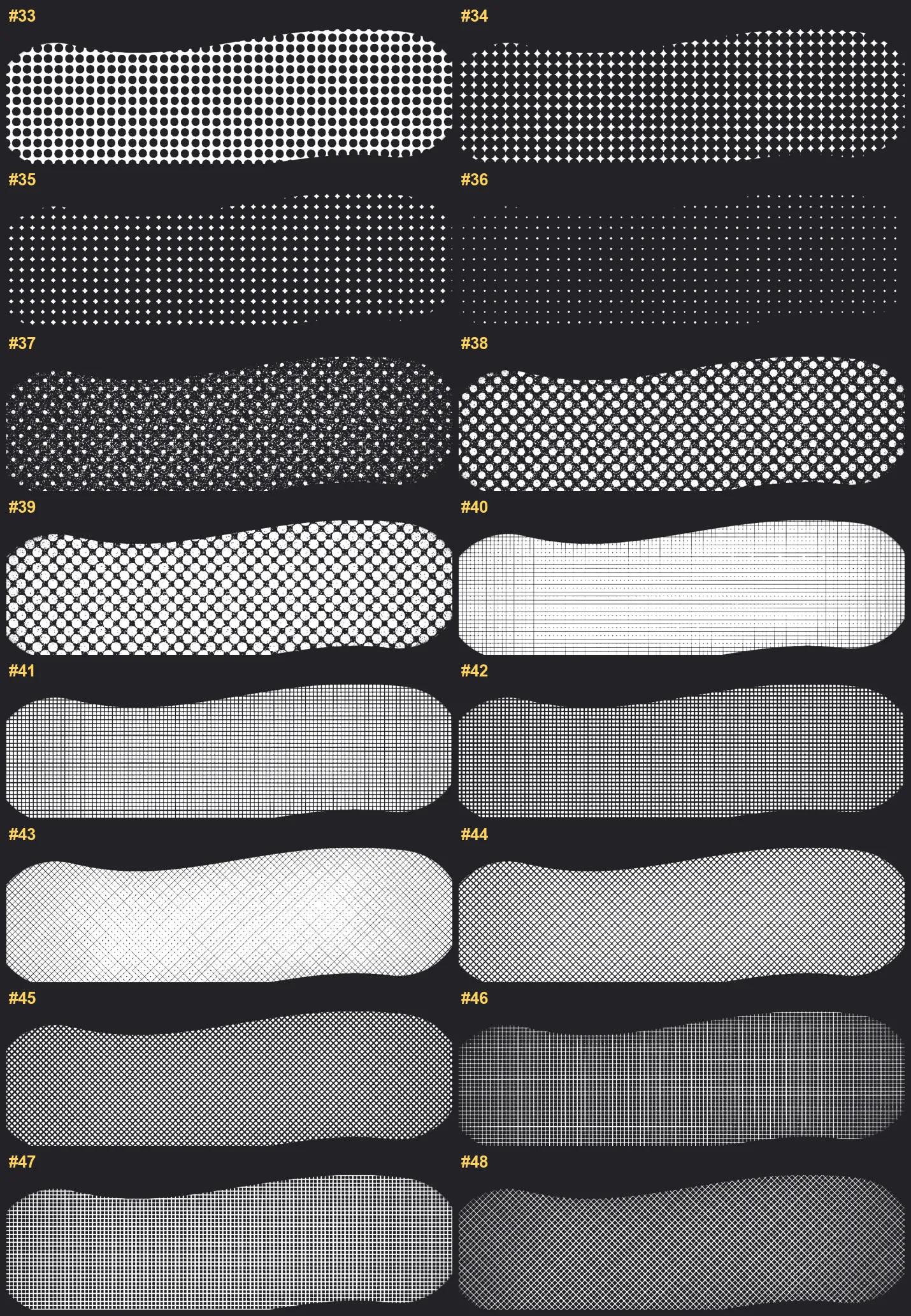 Gradient Halftone Procreate brushes overview sheet 3