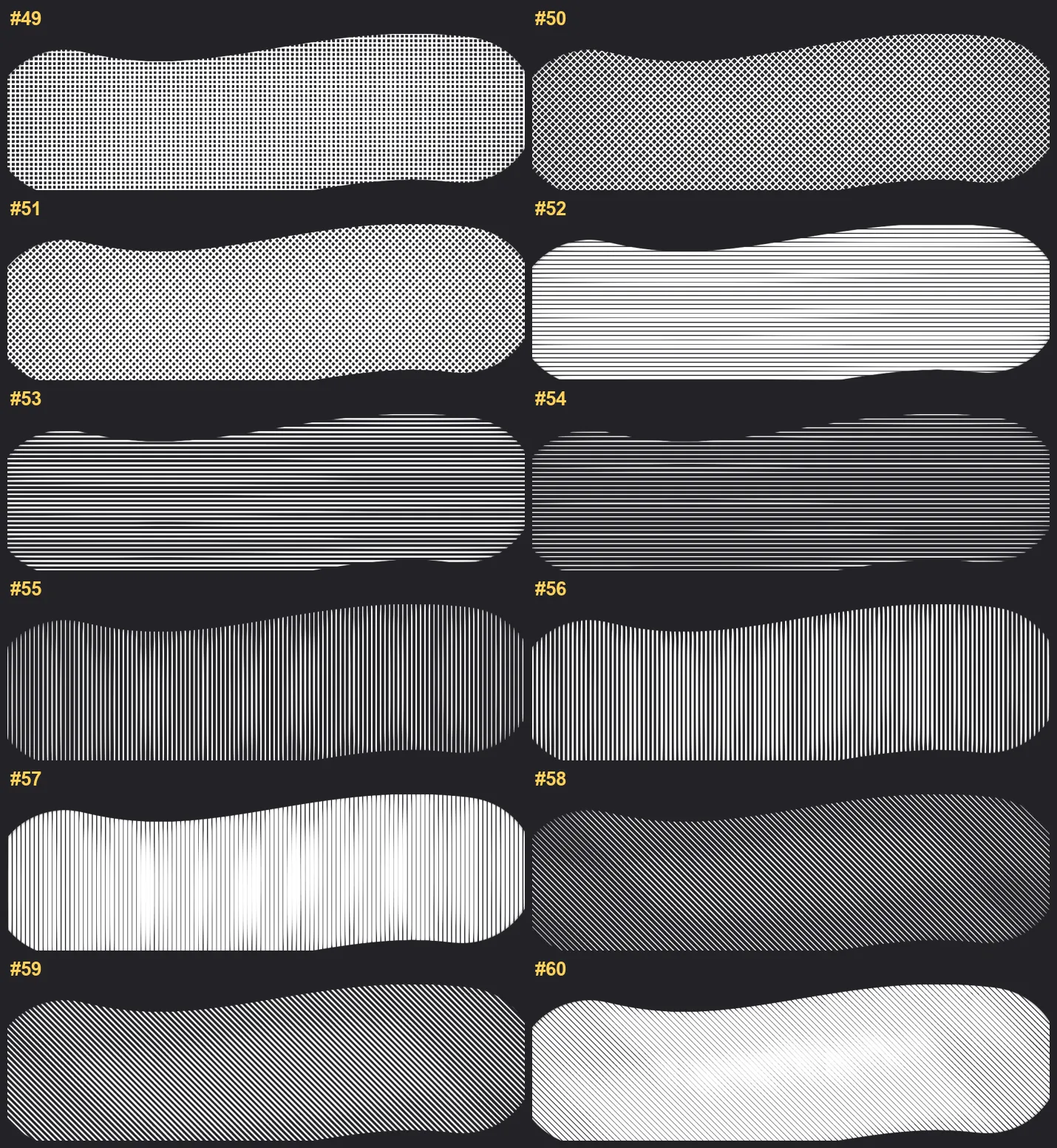 Gradient Halftone Procreate brushes overview sheet 4