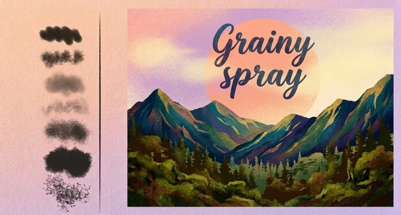 Grain Spray Procreate brush set — 47 brushes, texture & effects