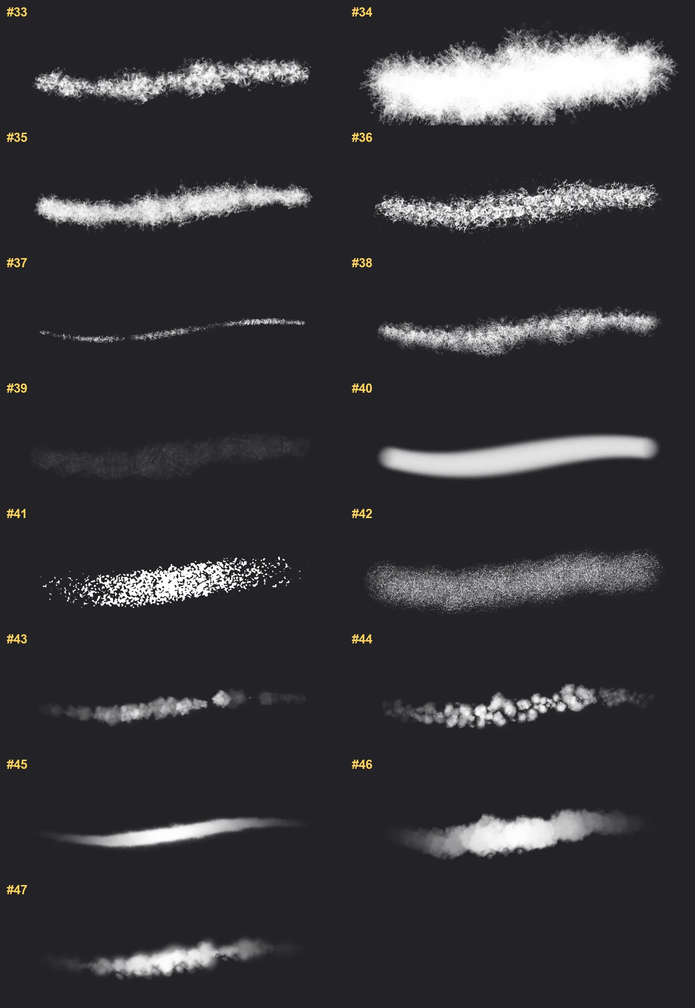 Grain Spray Procreate brushes overview sheet 3