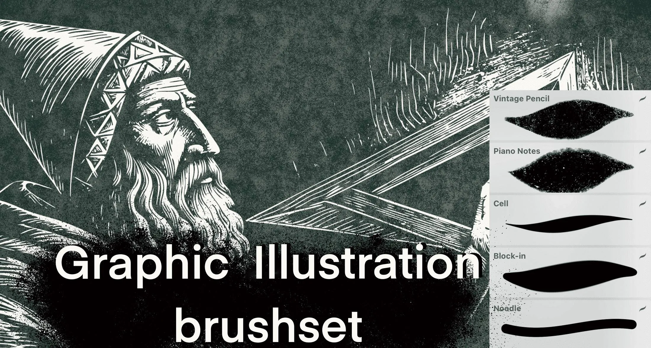 Graphic Procreate brush set — 25 brushes, lettering & inking