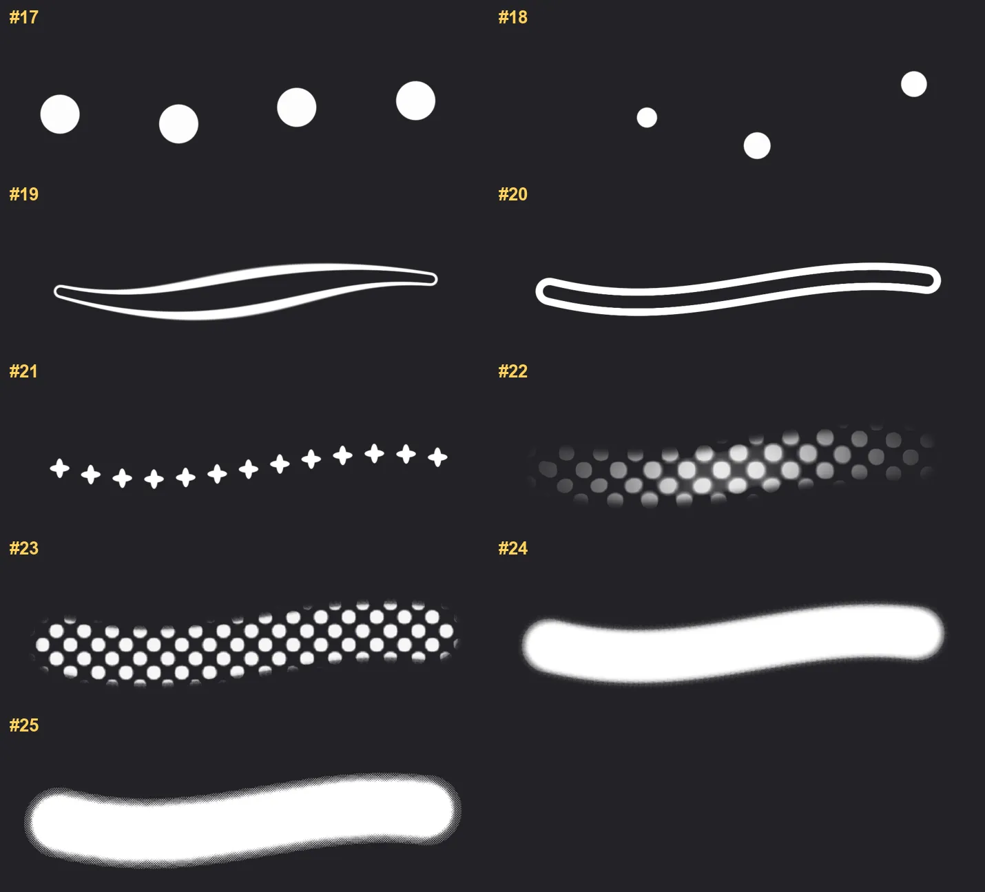 Graphic Procreate brushes overview sheet 2