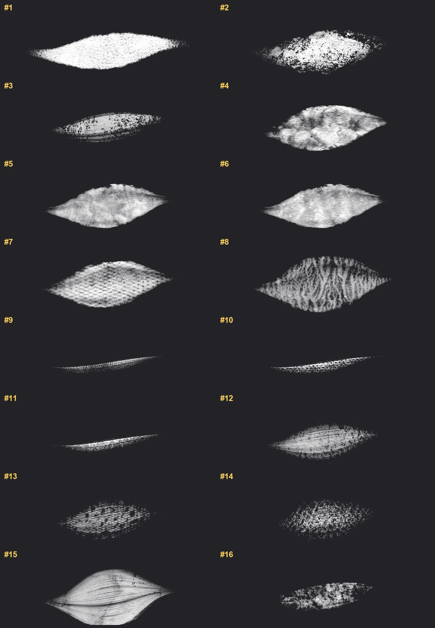Guache Studio Brushes Procreate brushes overview sheet 1