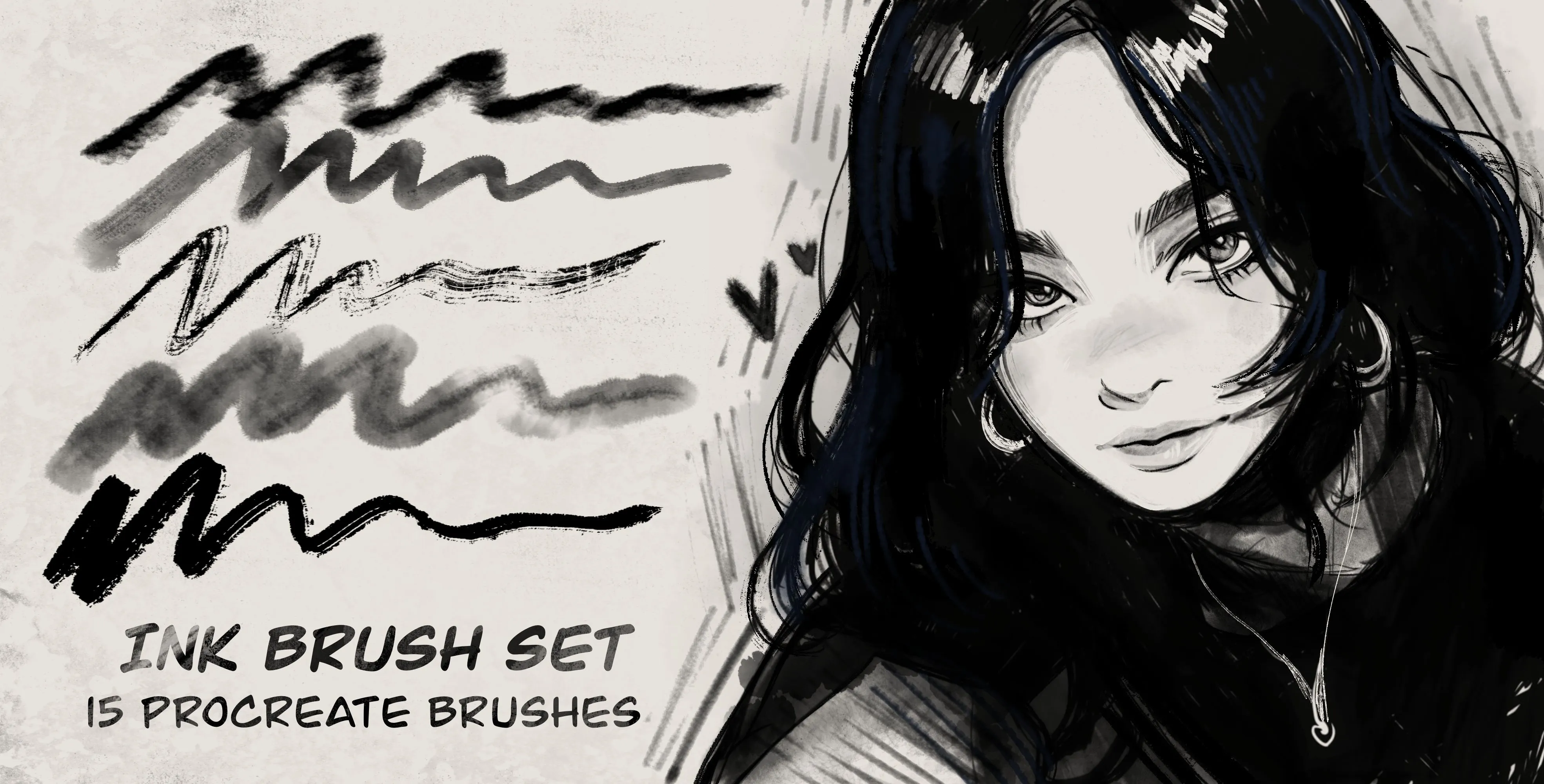 Ink Procreate brush set — 15 brushes, inking & tattoo