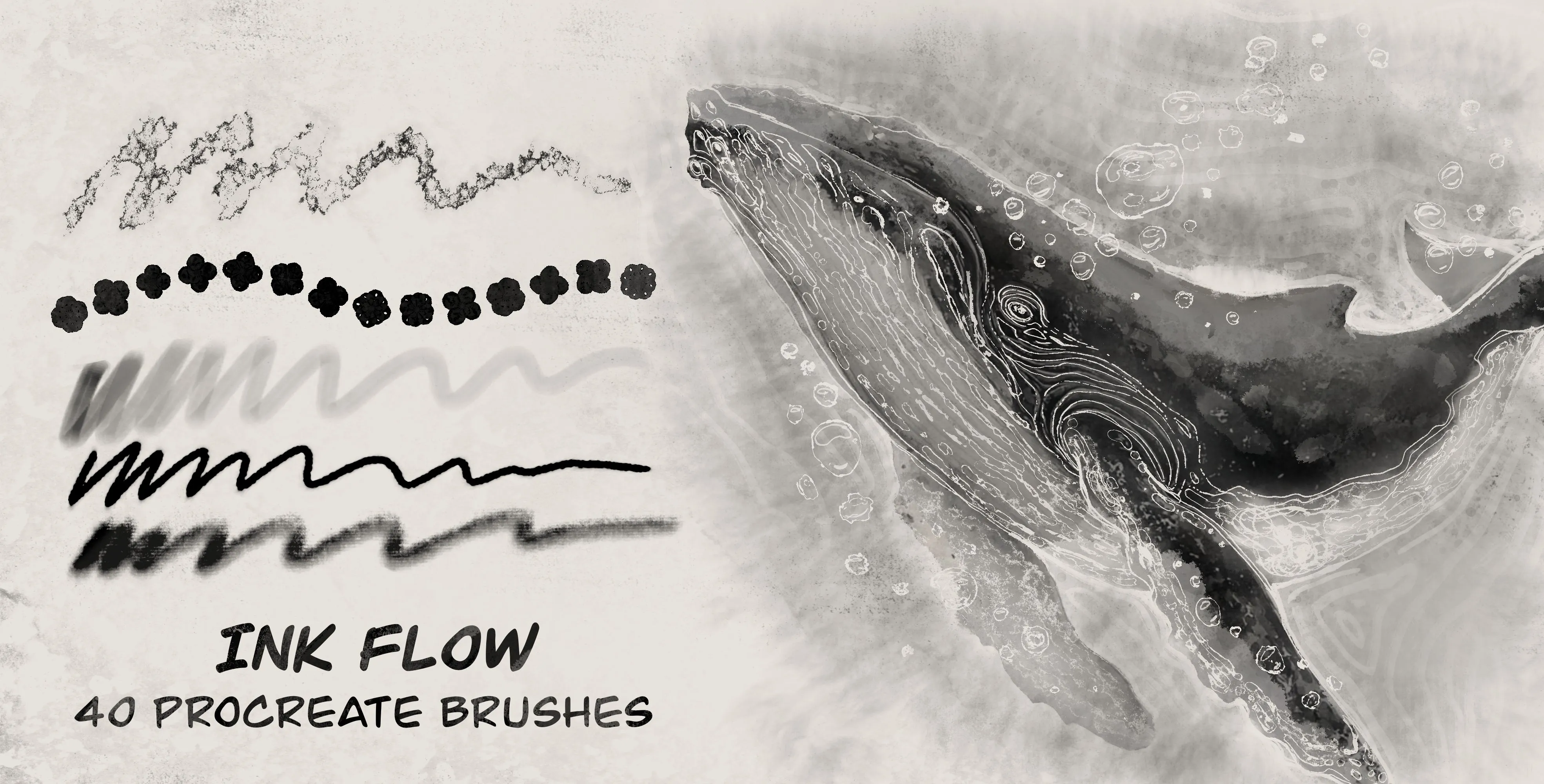 Ink Flow Procreate brush set — 40 brushes, inking & drawing