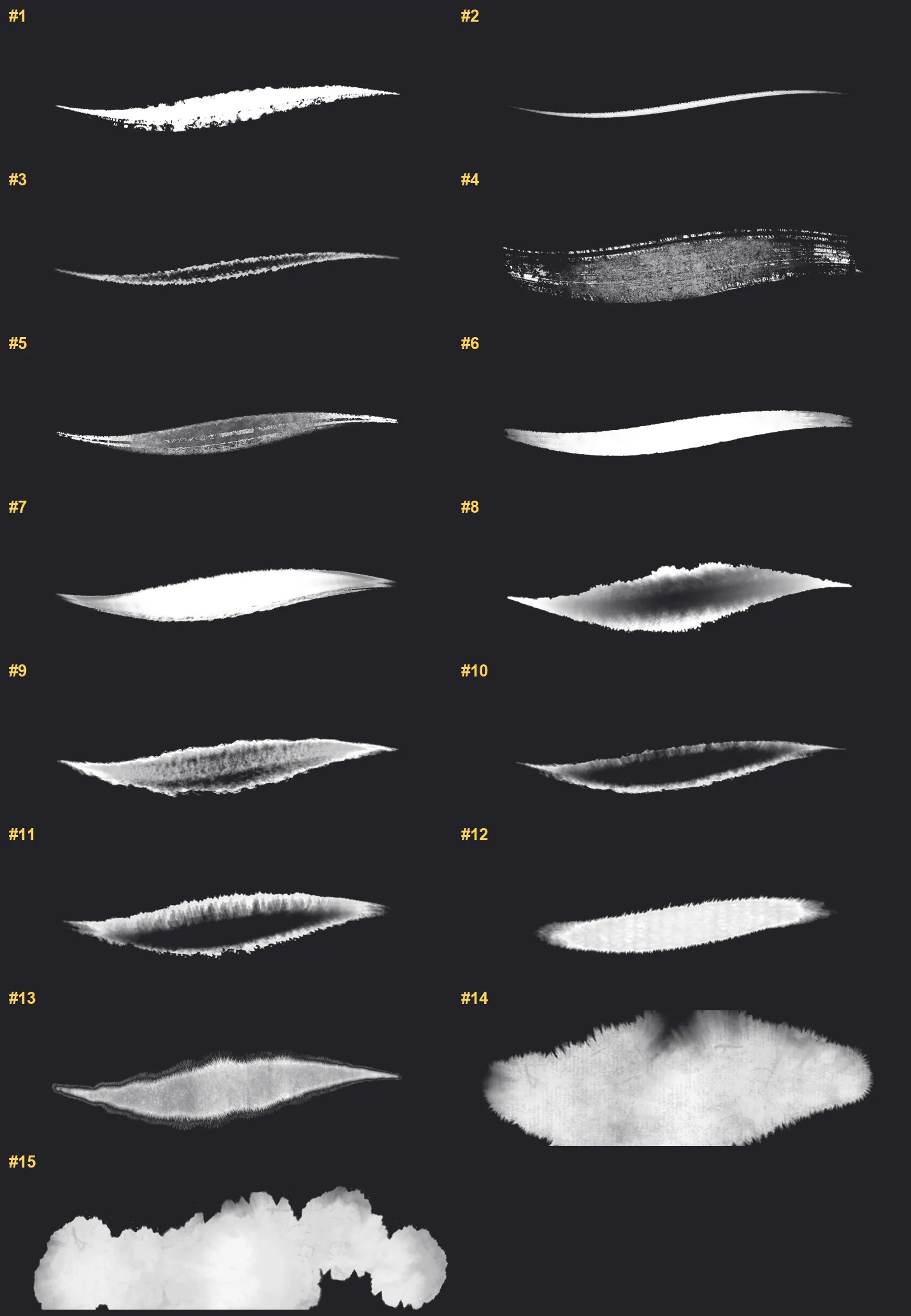 Ink Procreate brushes overview sheet 1