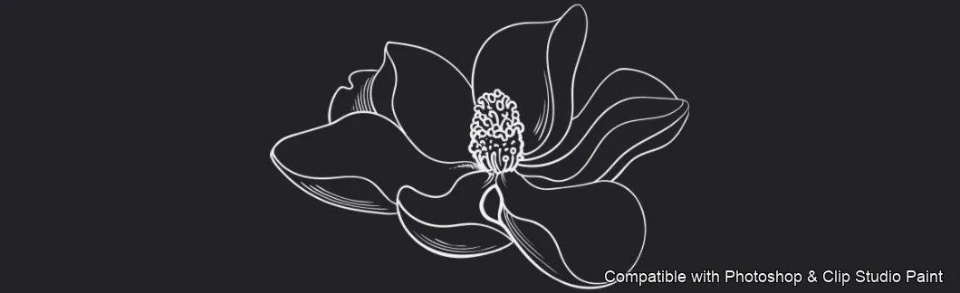 Magnolia Bloom brush 1 of 60 — Photoshop & Clip Studio Paint .abr preview