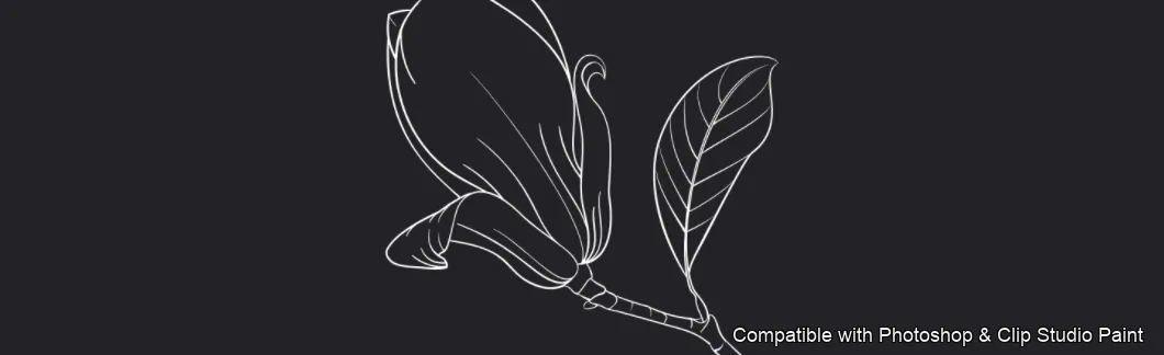 Magnolia Bloom brush 18 of 60 — Photoshop & Clip Studio Paint .abr preview
