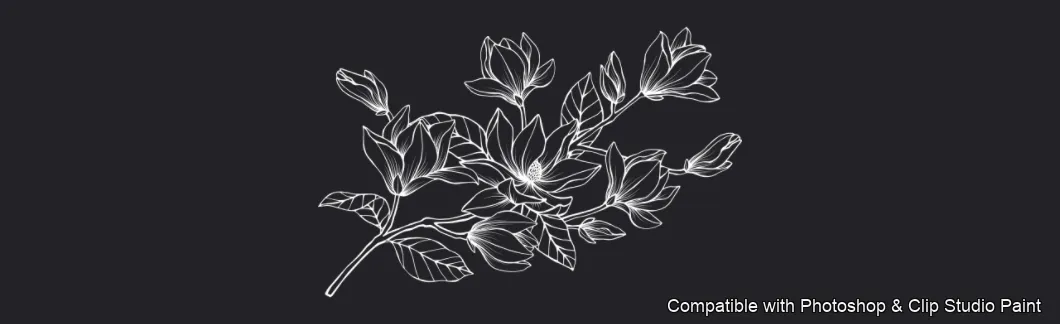 Magnolia Bloom brush 29 of 60 — Photoshop & Clip Studio Paint .abr preview