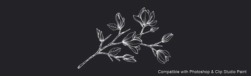 Magnolia Bloom brush 30 of 60 — Photoshop & Clip Studio Paint .abr preview