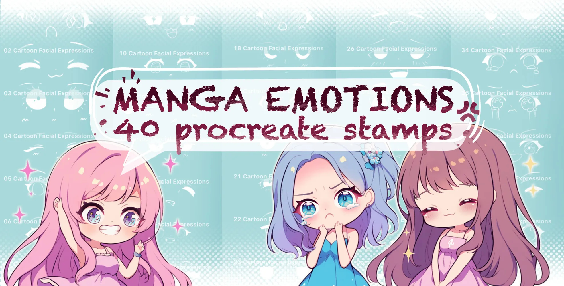 Manga Emotion Procreate brush set — 40 brushes, anime & cartoon