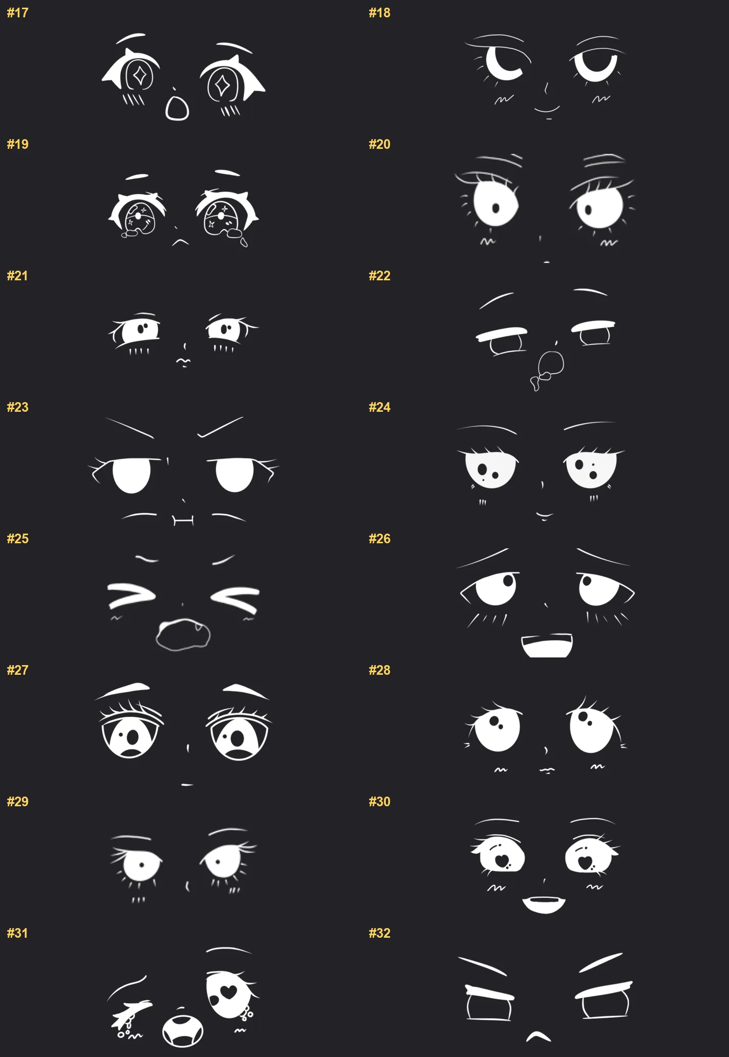 Manga Emotion Procreate brushes overview sheet 2