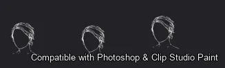 Manga Hair Maker brush 1 of 80 — Photoshop & Clip Studio Paint .abr preview