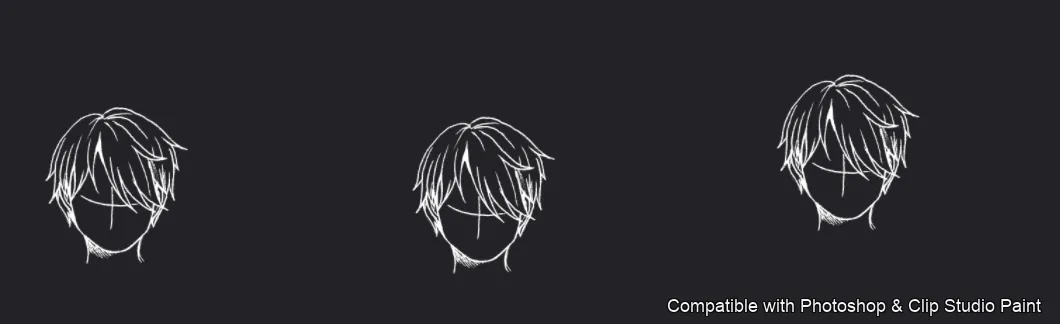 Manga Hair Maker brush 10 of 80 — Photoshop & Clip Studio Paint .abr preview