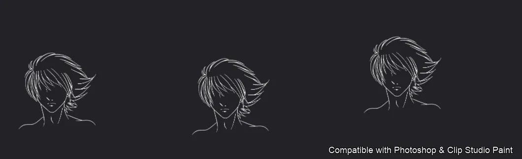 Manga Hair Maker brush 12 of 80 — Photoshop & Clip Studio Paint .abr preview