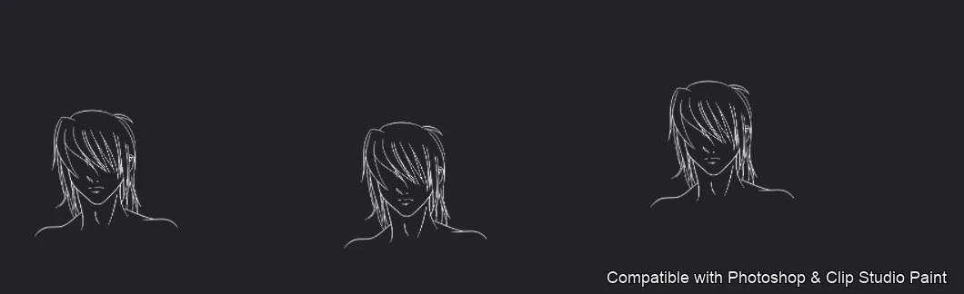 Manga Hair Maker brush 13 of 80 — Photoshop & Clip Studio Paint .abr preview