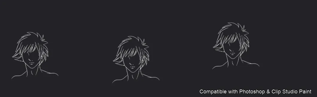 Manga Hair Maker brush 15 of 80 — Photoshop & Clip Studio Paint .abr preview