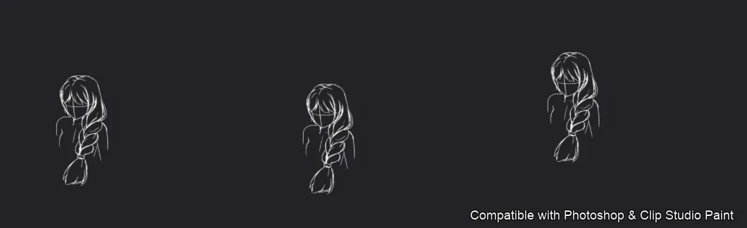 Manga Hair Maker brush 28 of 80 — Photoshop & Clip Studio Paint .abr preview