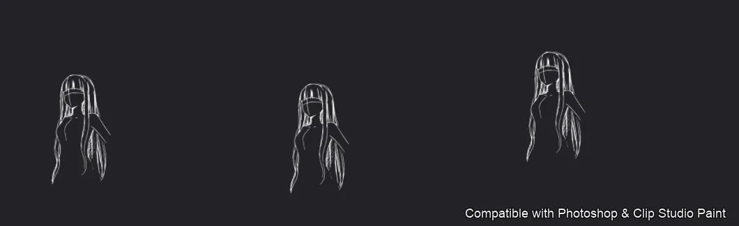 Manga Hair Maker brush 34 of 80 — Photoshop & Clip Studio Paint .abr preview