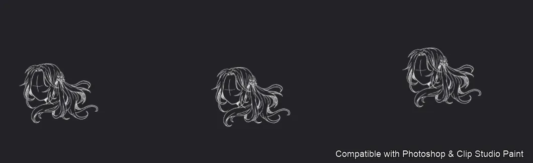 Manga Hair Maker brush 38 of 80 — Photoshop & Clip Studio Paint .abr preview
