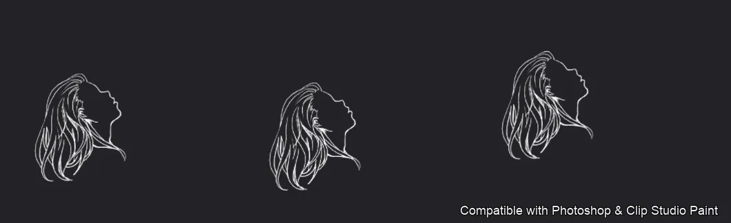 Manga Hair Maker brush 40 of 80 — Photoshop & Clip Studio Paint .abr preview