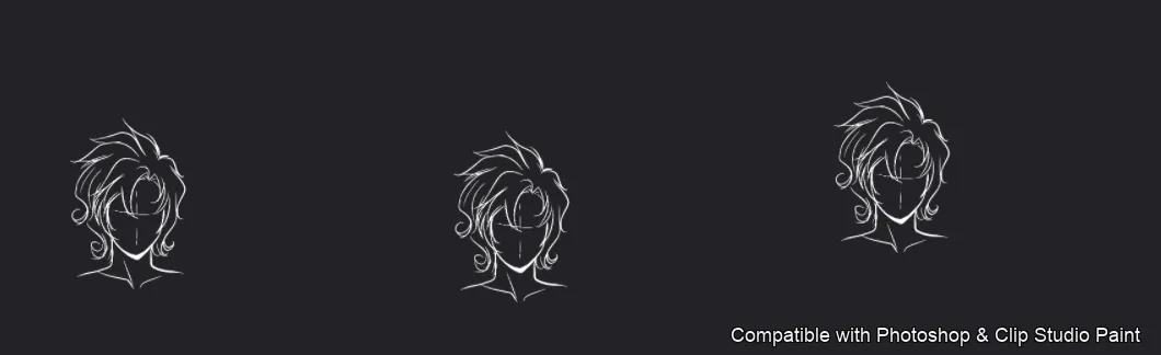 Manga Hair Maker brush 58 of 80 — Photoshop & Clip Studio Paint .abr preview