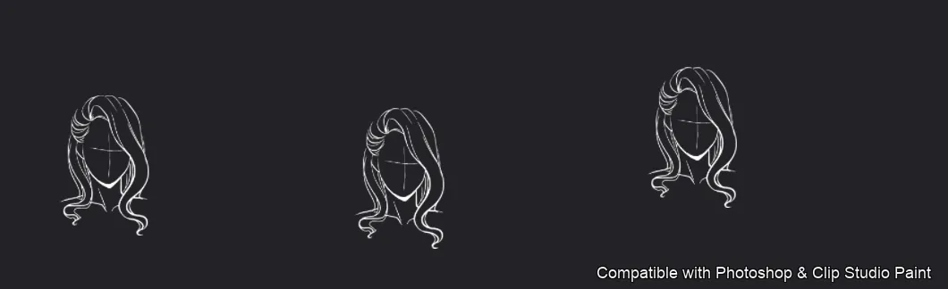 Manga Hair Maker brush 62 of 80 — Photoshop & Clip Studio Paint .abr preview