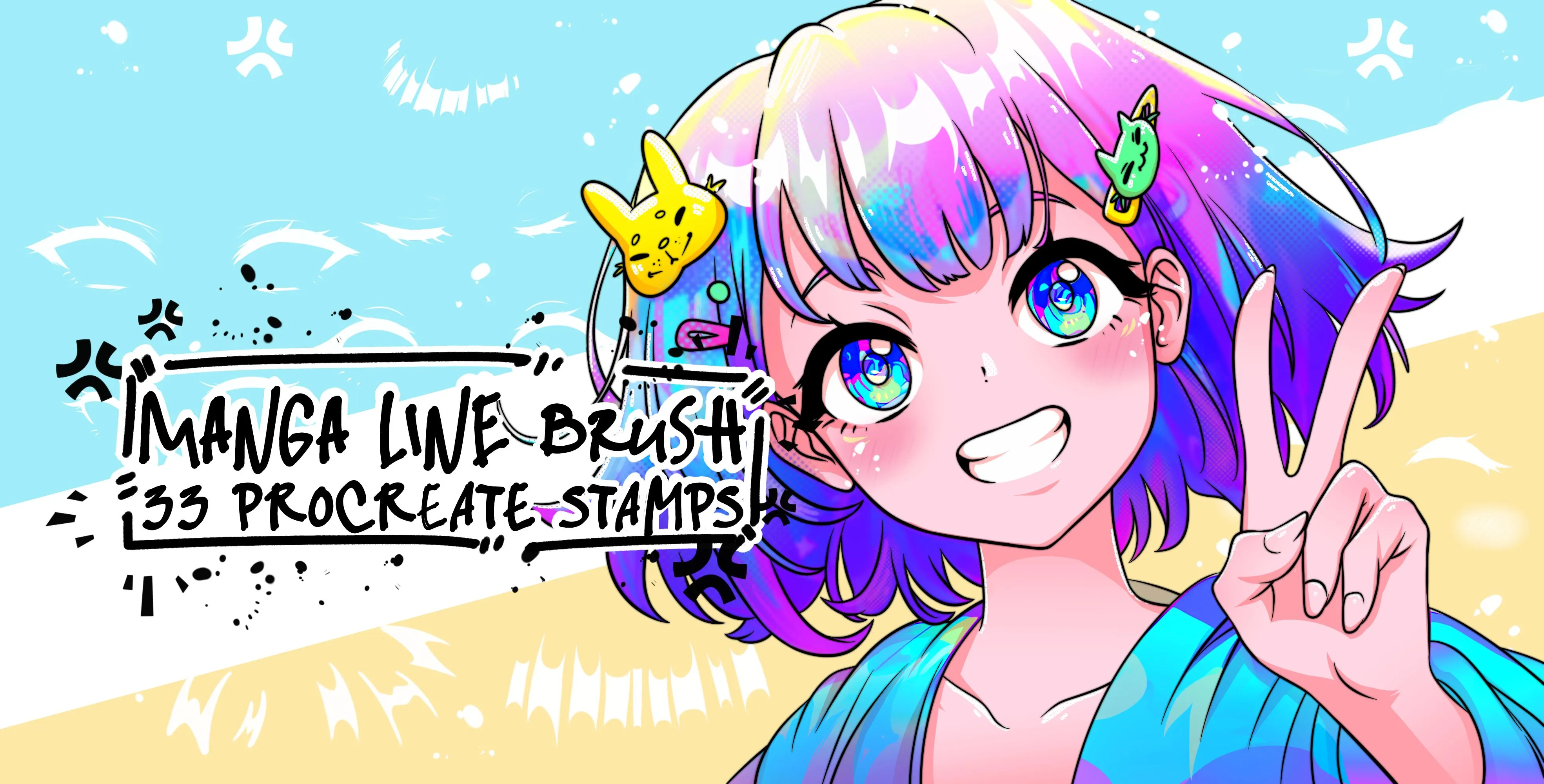 Manga Line Procreate brush set — 33 brushes, anime & liners