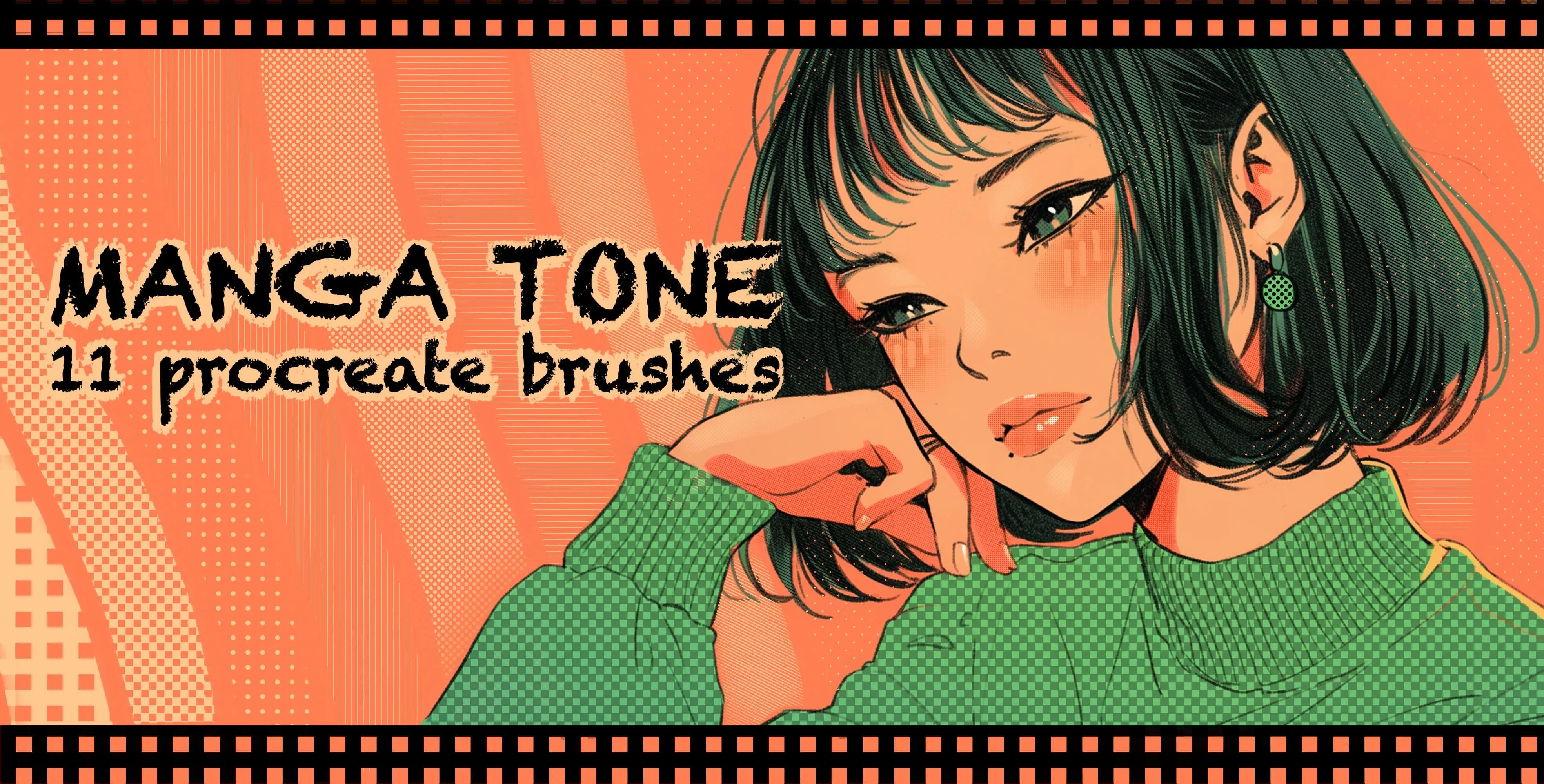 Manga Tone Procreate brush set — 11 brushes, anime & halftone