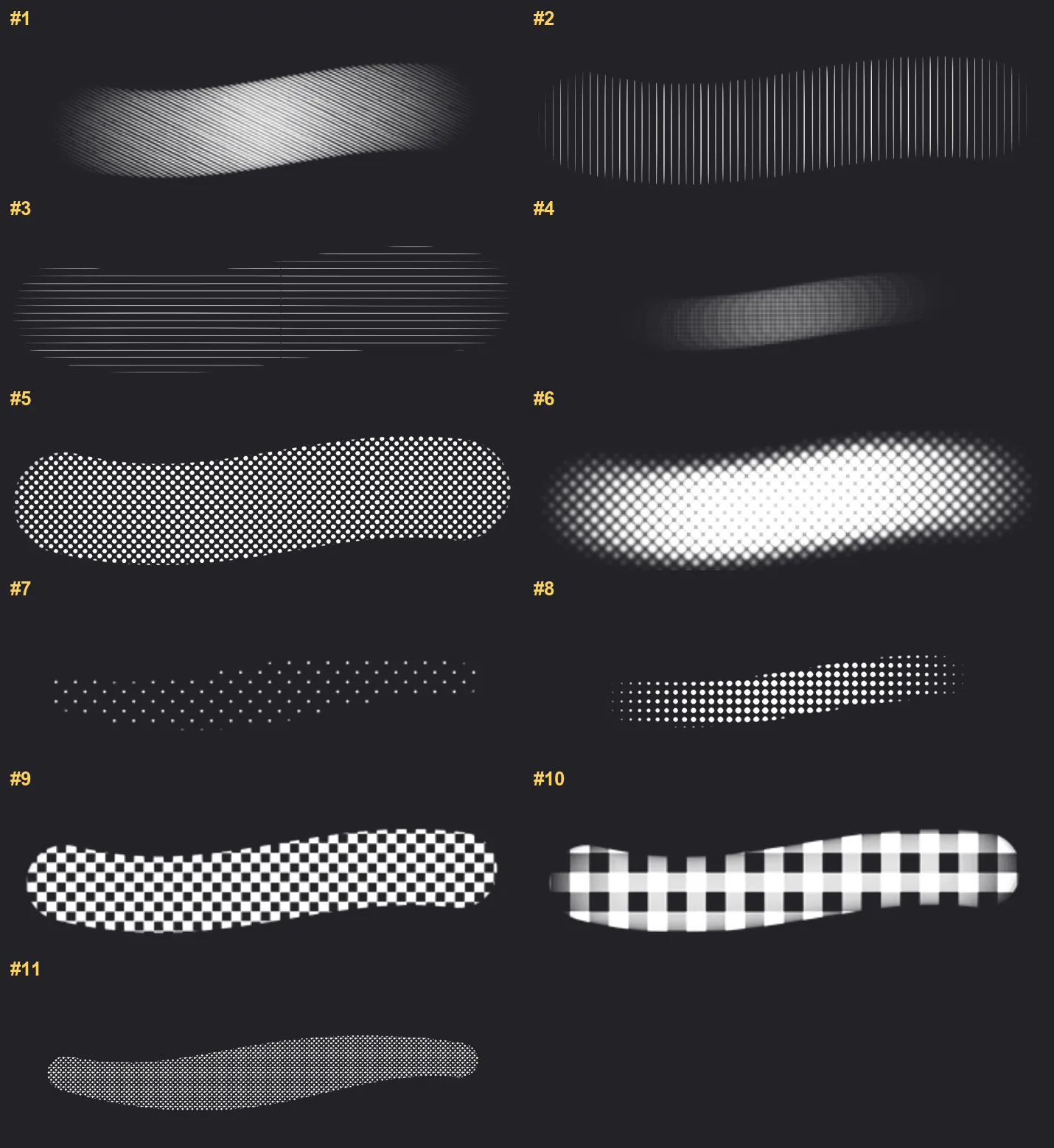 Manga Tone Procreate brushes overview sheet 1