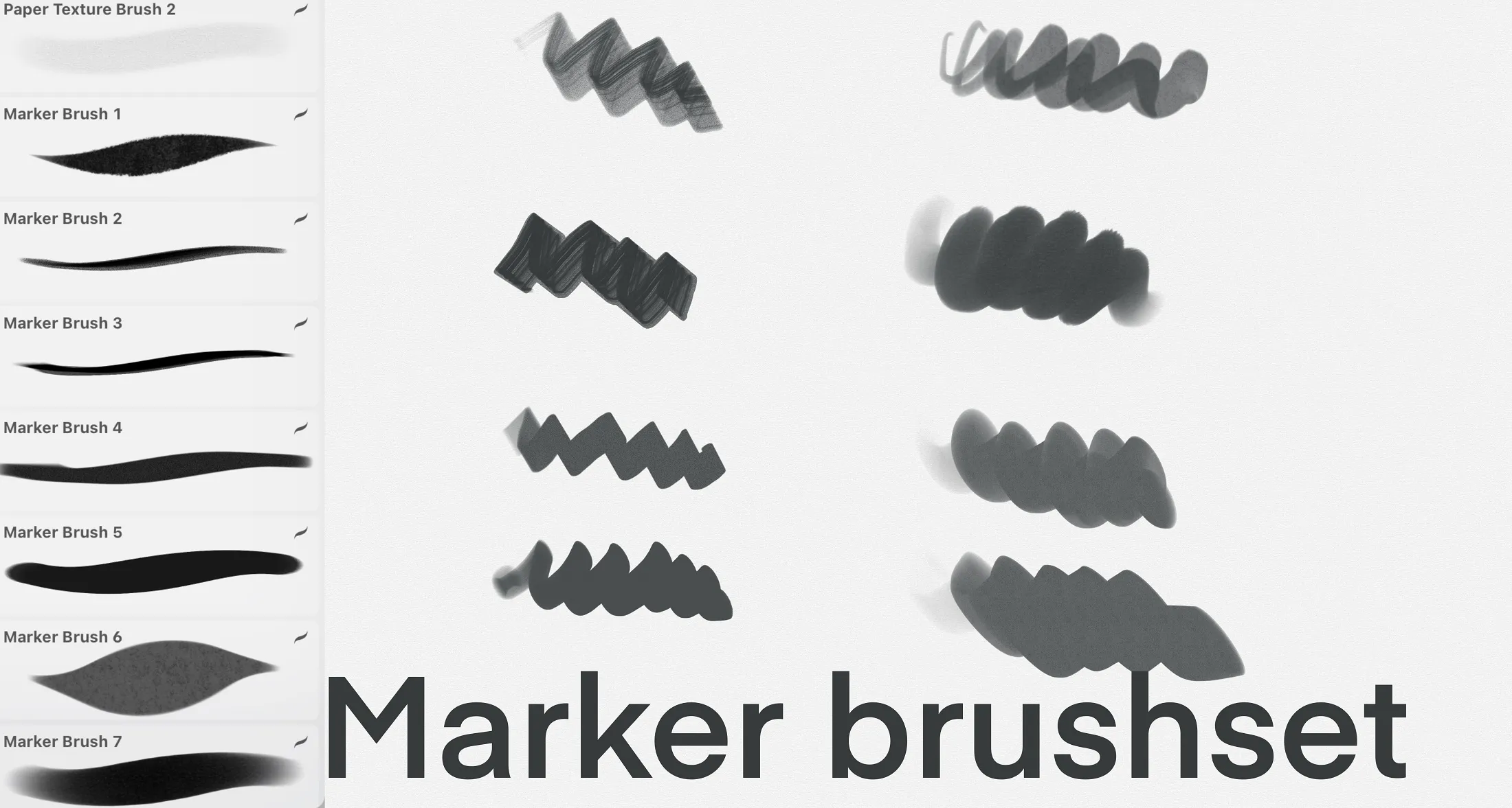Markers Procreate brush set — 11 brushes, lettering & liners