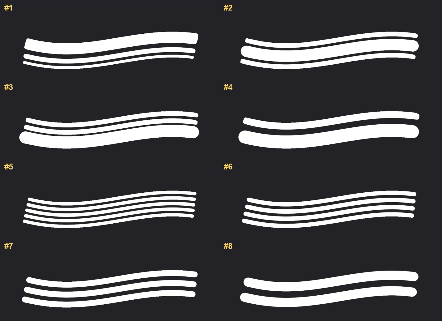 Noodlefy Procreate brushes overview sheet 1