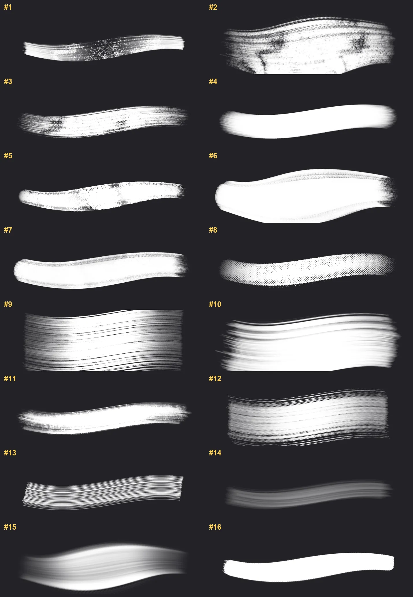 Oil Impasto Kit Procreate brushes overview sheet 1