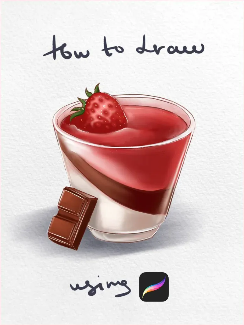 Watercolour panna cotta painted in Procreate