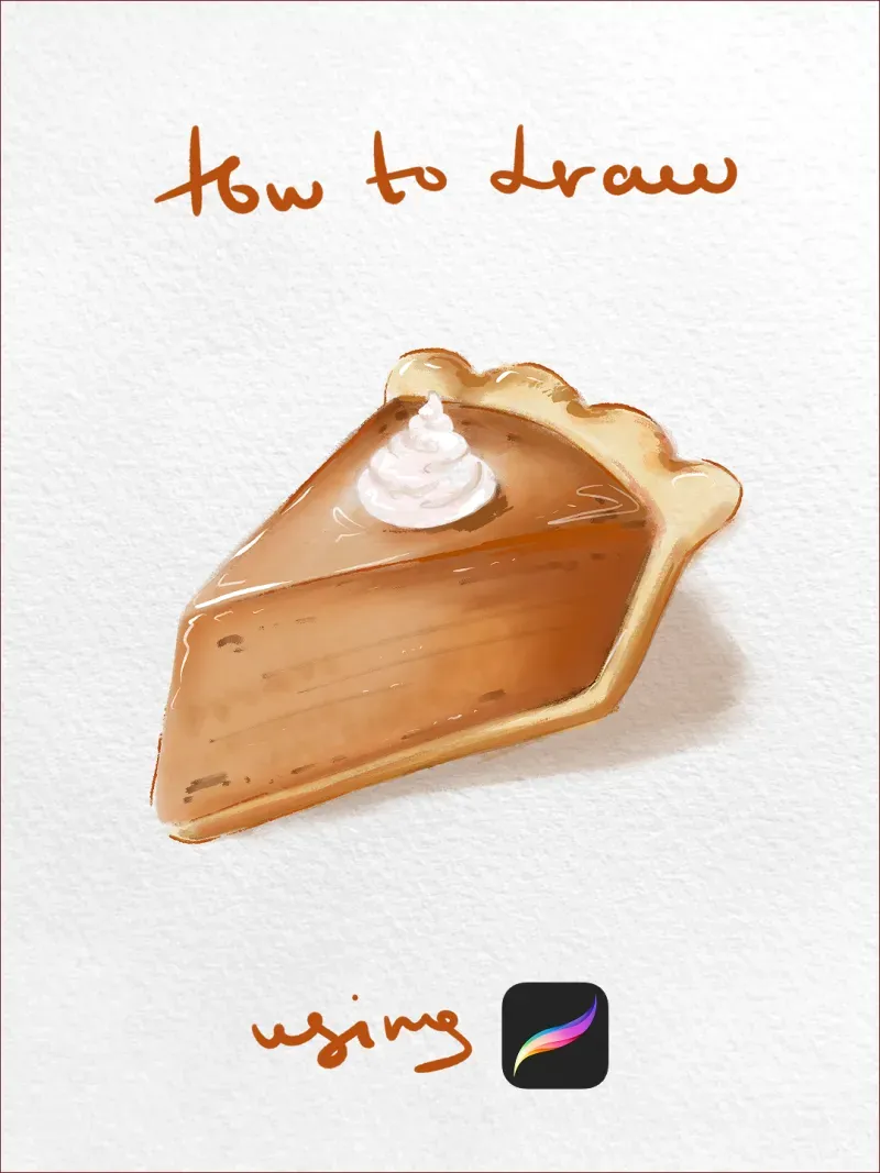 Watercolour pumpkin pie painted in Procreate