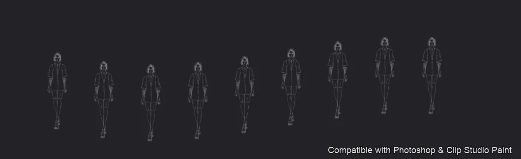Runway Figures brush 5 of 45 — Photoshop & Clip Studio Paint .abr preview