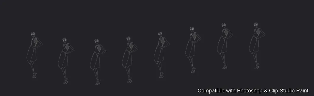 Runway Figures brush 27 of 45 — Photoshop & Clip Studio Paint .abr preview