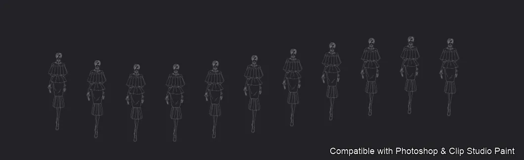 Runway Figures brush 40 of 45 — Photoshop & Clip Studio Paint .abr preview